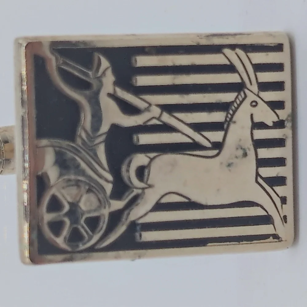 Vintage Gold and Black Swank Egyptian Chariot Cufflinks